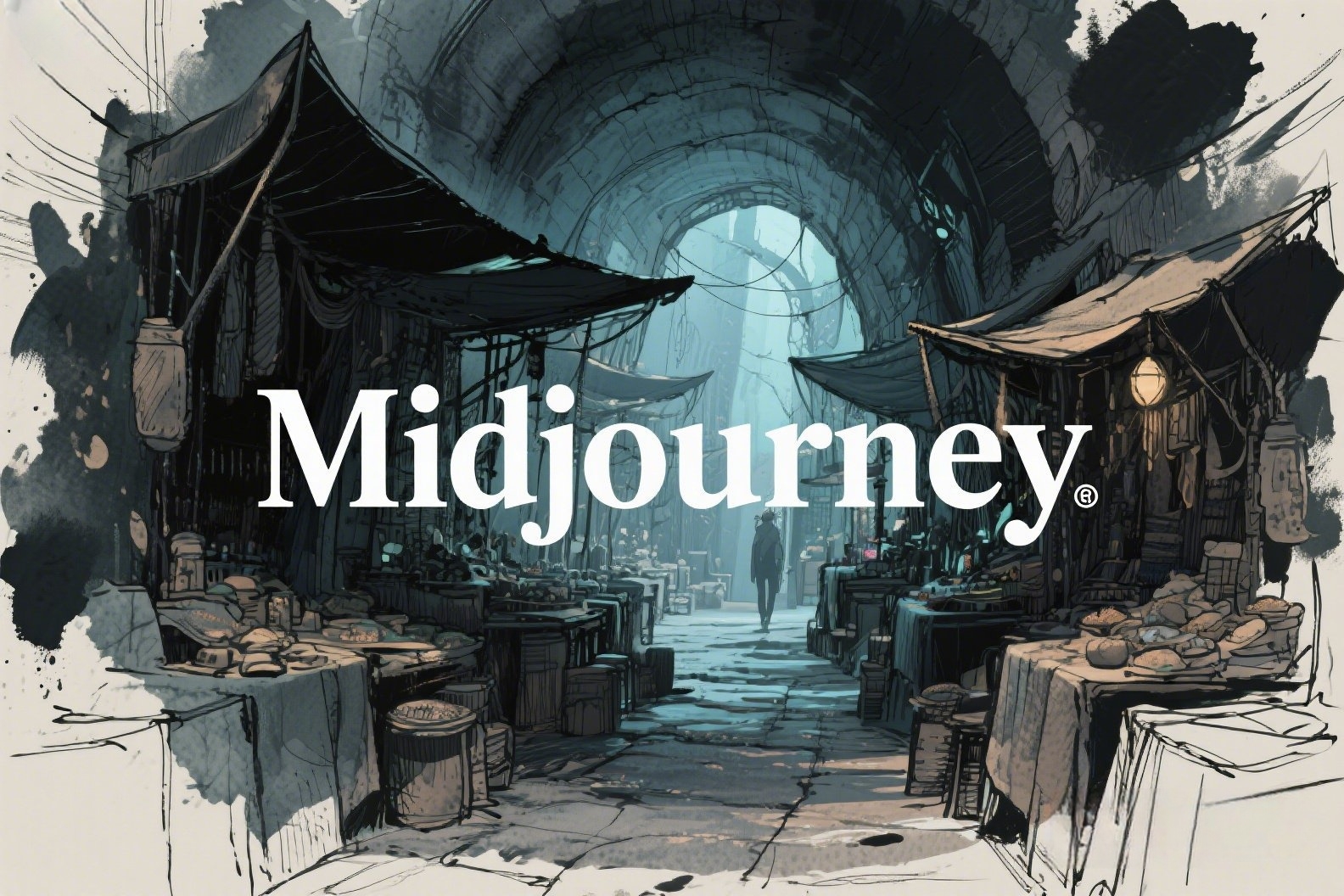 AI绘画高端插画草图概念海报，上面写着“Midjourney”_副本