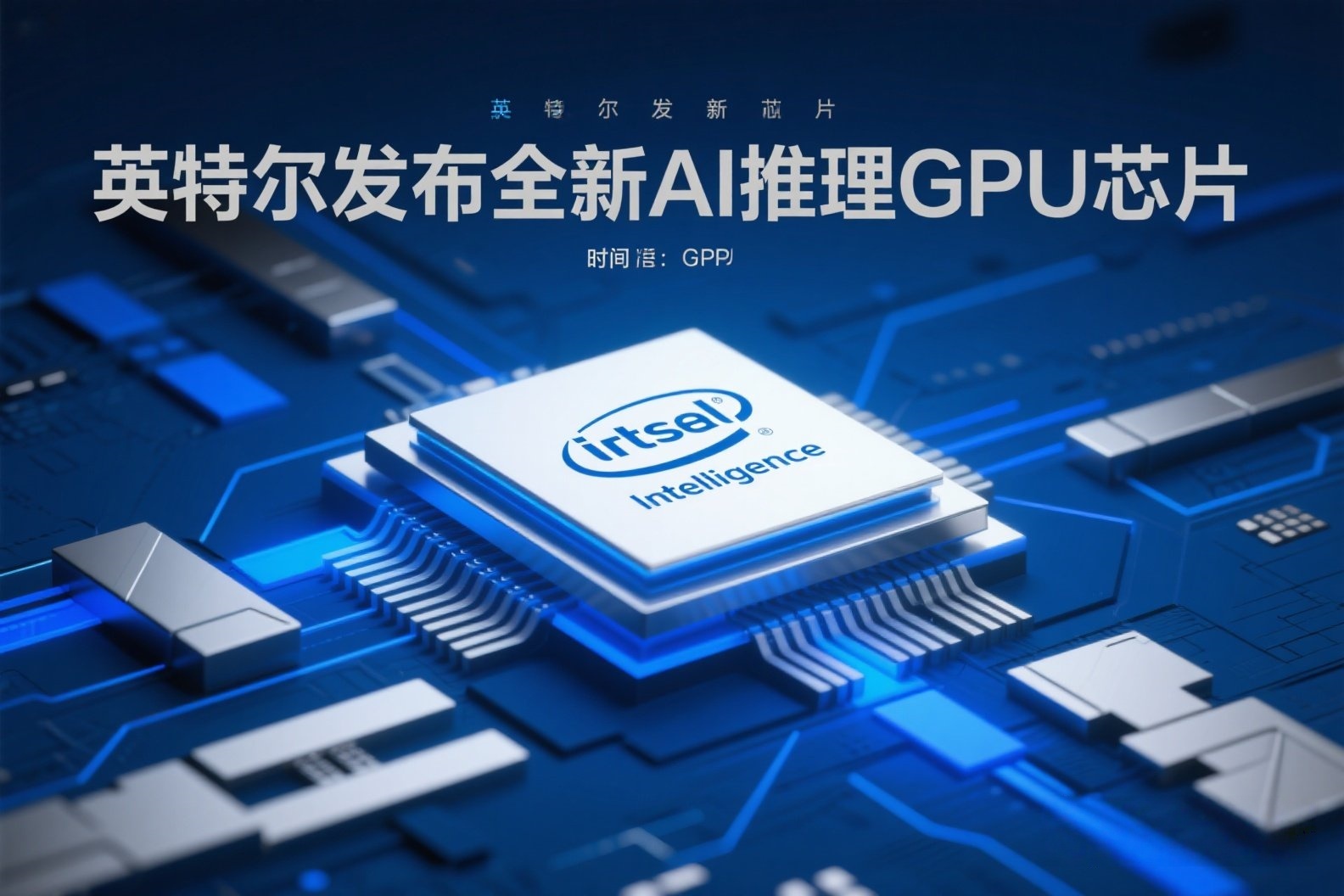 jimeng-2025-05-24-68-我需要关于AI的照片，照片上写有“英特尔发布全新AI推理GPU芯片”，美观一点的照片_副本