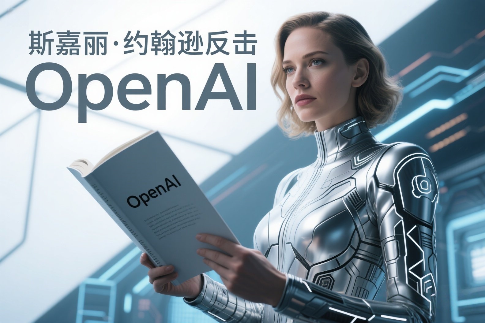 jimeng-2025-05-24-65-我需要关于AI的照片，照片上写有“斯嘉丽·约翰逊反击OpenAI”，美观一点的照片_副本