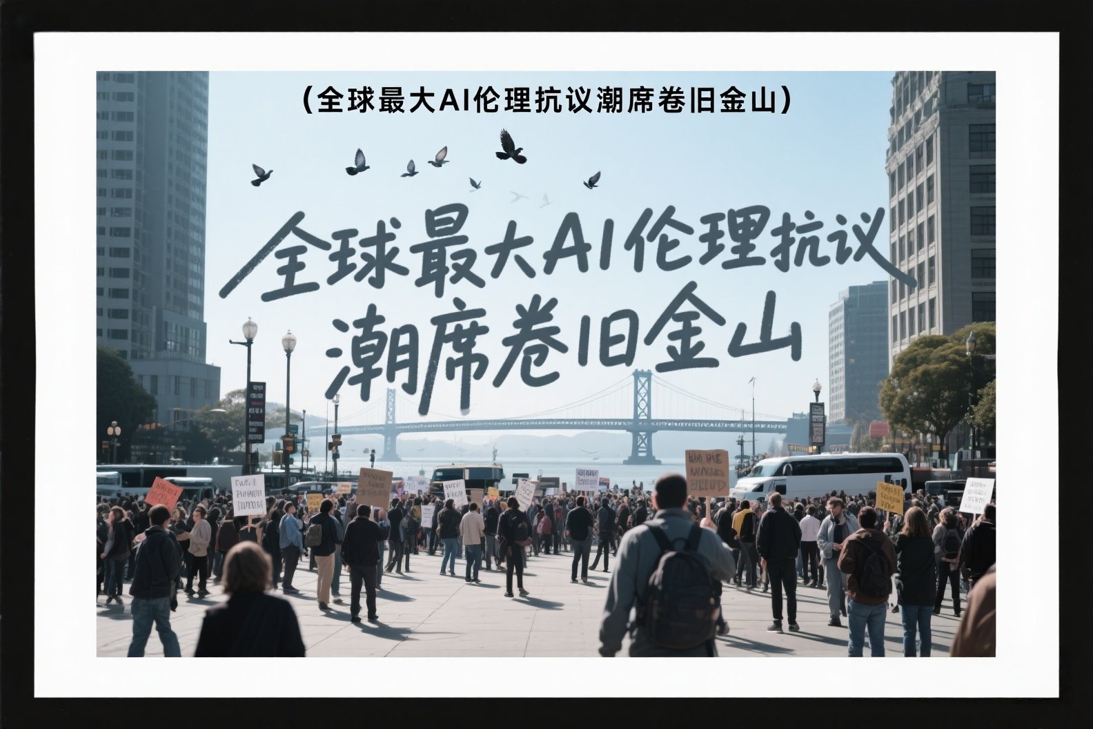 jimeng-2025-05-24-84-我需要关于AI的照片，照片上写有“全球最大AI伦理抗议潮席卷旧金山”，美观一点的照片_副本