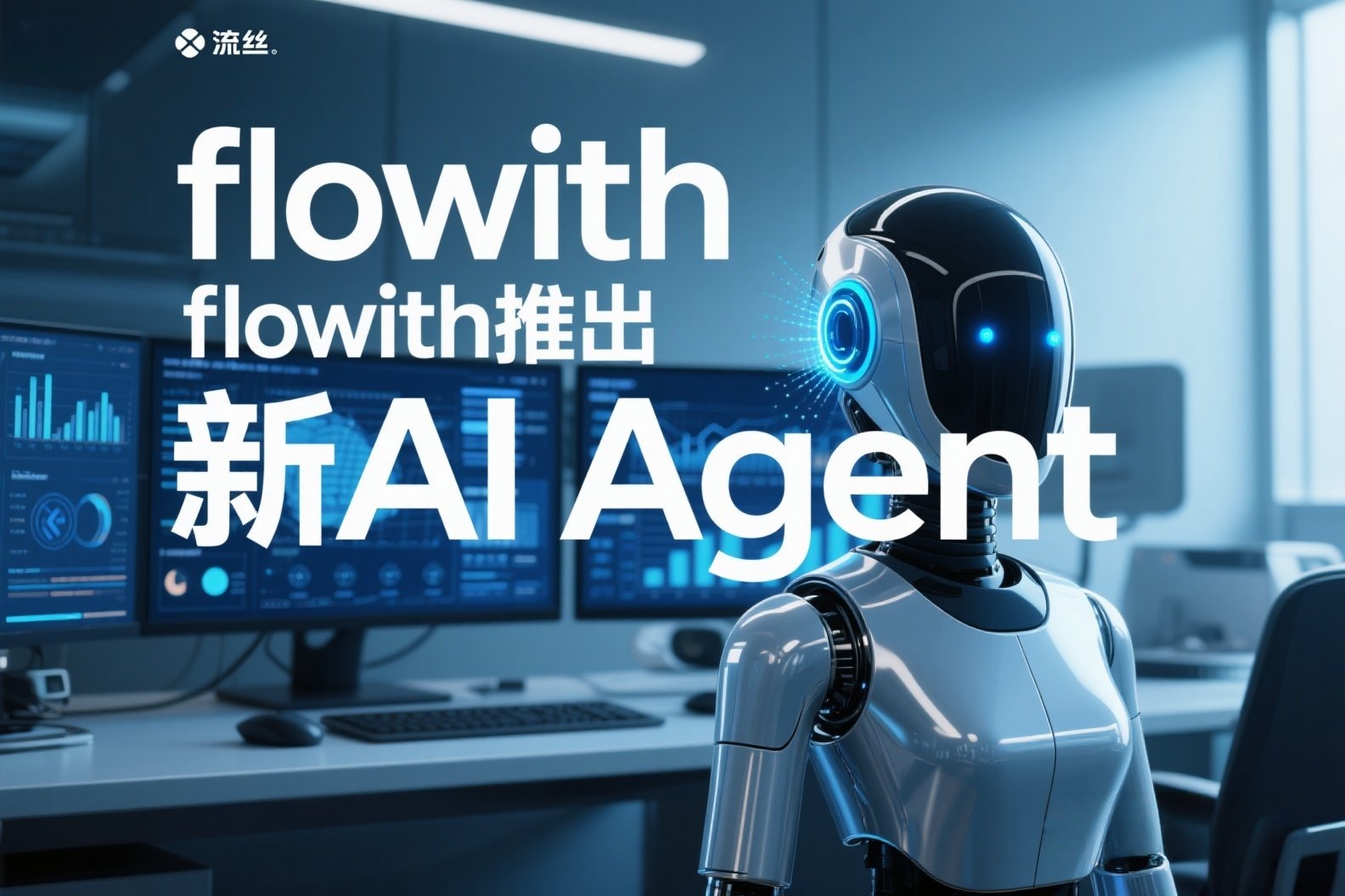 jimeng-2025-05-24-64-我需要关于AI的照片，照片上写有“flowith推出新AI Agent”，美观一点的照片_副本